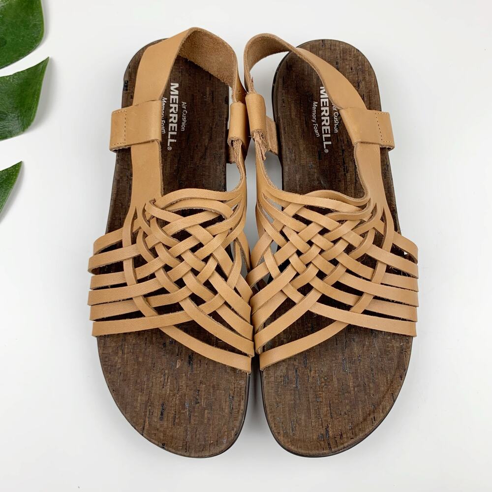 Merrell District Mahana Backstrap Sandals Tan Leather Slip On Comfort Women's 11